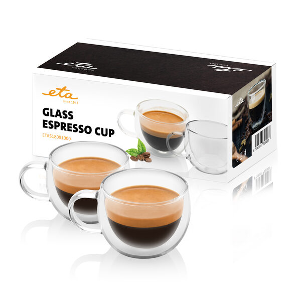 Kaffee-Zubehör ETA Espresso-Gläser Set mit Henkel 2x 80ml
